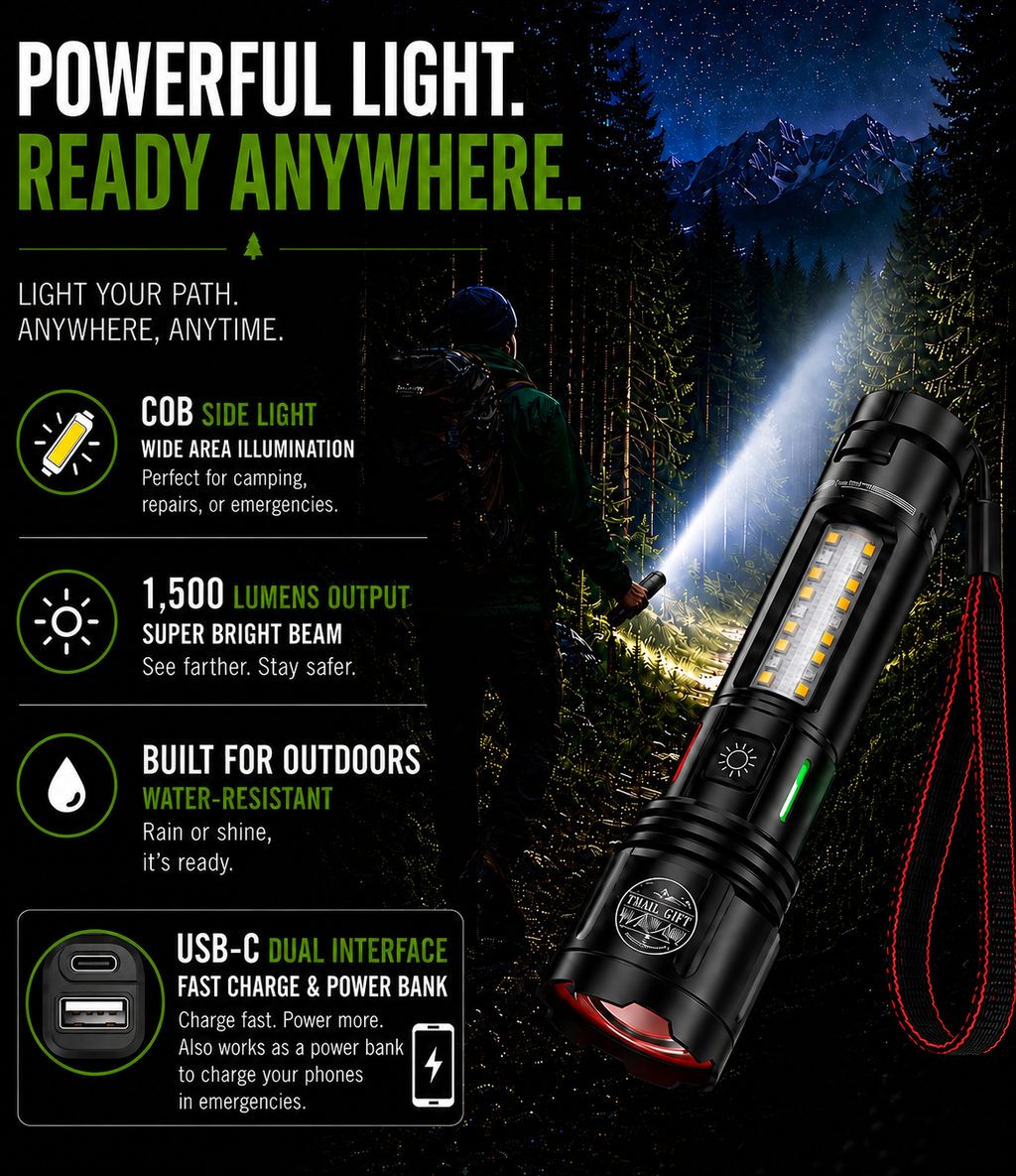 Rechargeable LED Torch with COB Side Light